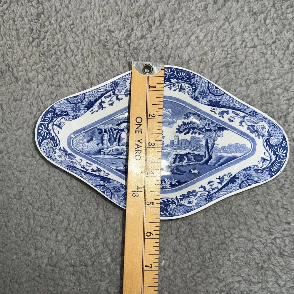 VTG Spode Italian Blue/White Diamond Hors D'oeuvres Bonbon Pickle Dish 9